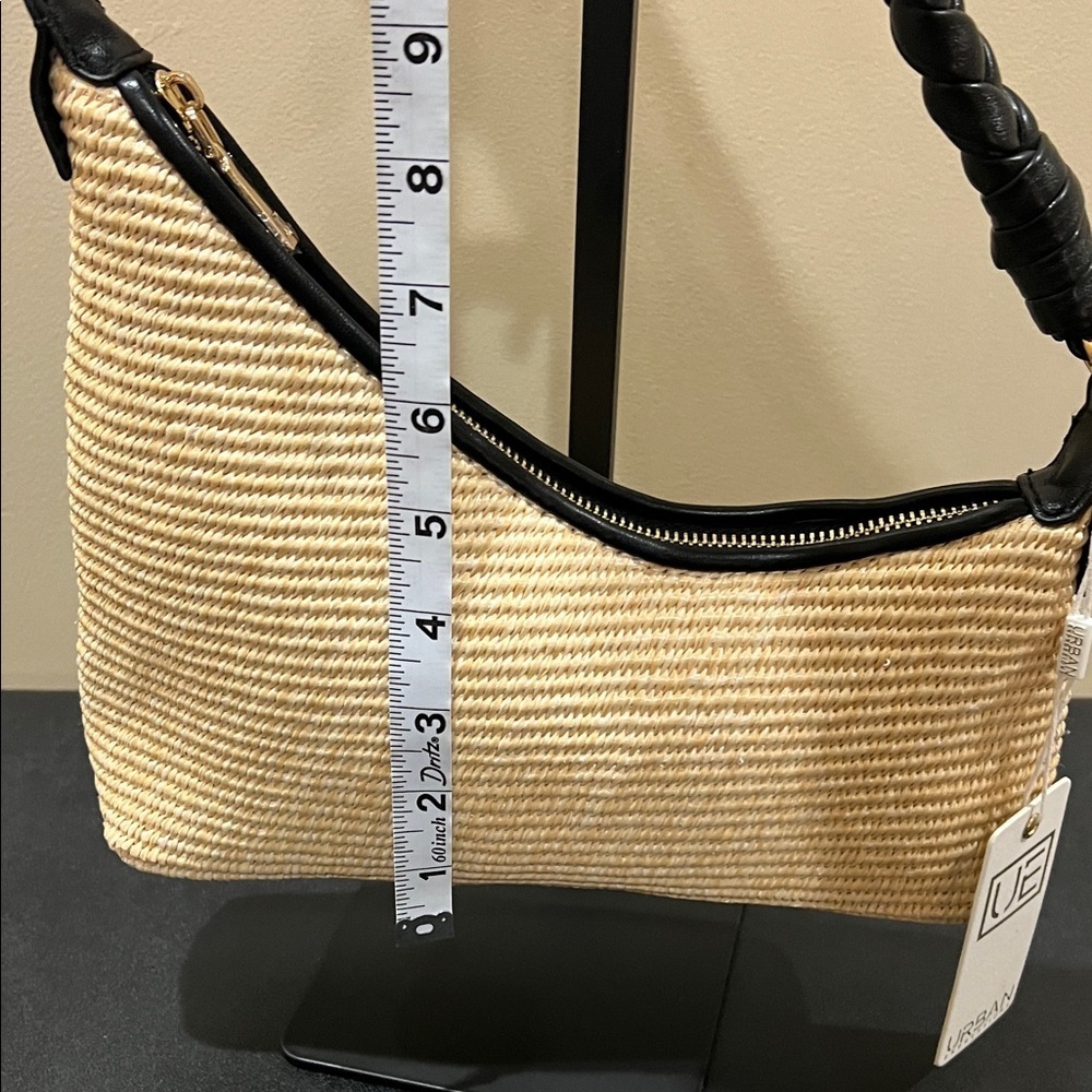 Urban Expressions | Natural Woven Shoulder Bag w/ Braided Handle - Picture 10 of 11